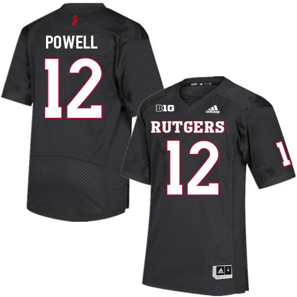 Men #12 Peyton Powell Rutgers Scarlet Knights College Football Jerseys Sale-Black - Click Image to Close